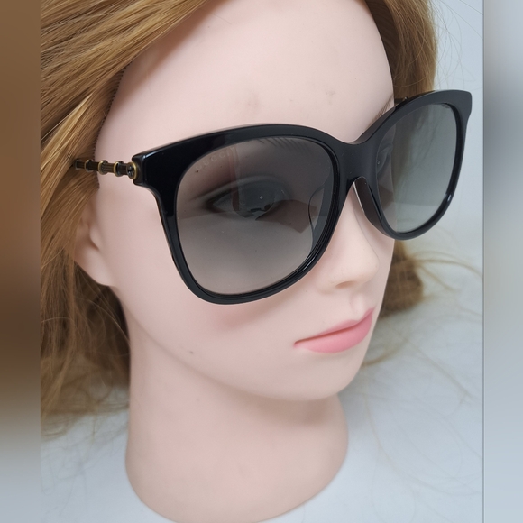 Gucci Sunglasses GG0655SA 001 Black Gold Grey Full Rim Square 56MM 56-17-150 - Picture 5 of 16